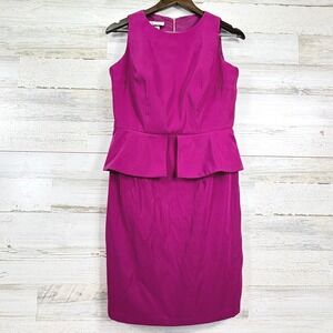 ALYX Limited Womens Hot Pink Peplum Pencil Sheath Dress Size 8 Back Zip Stretch